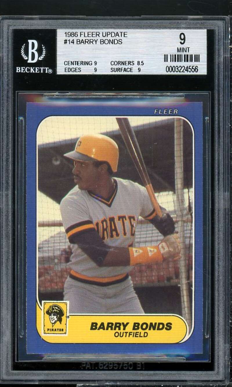 Barry Bonds Rookie Card 1986 Fleer Update #U-14 BGS 9 (9 8.5 9 9) Image 1