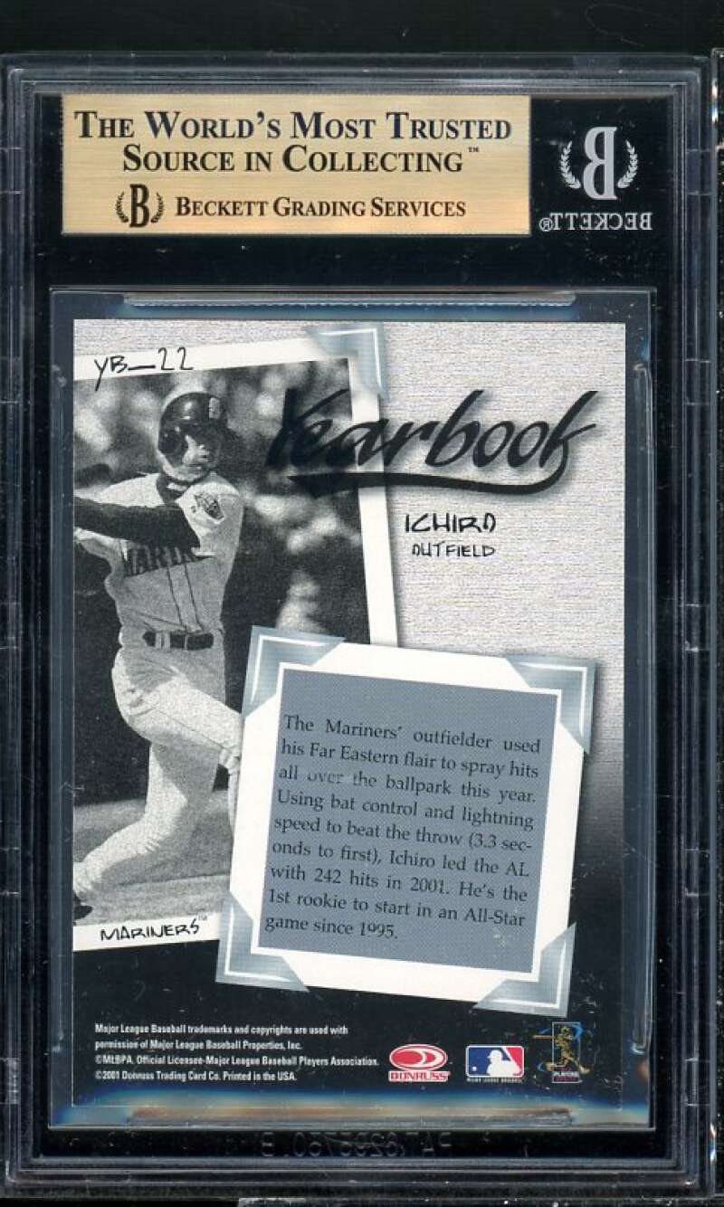 Ichiro Suzuki Rookie 2001 Donruss Class of 2001 Yearbook #YB-22 (POP 1) BGS 9.5 Image 2