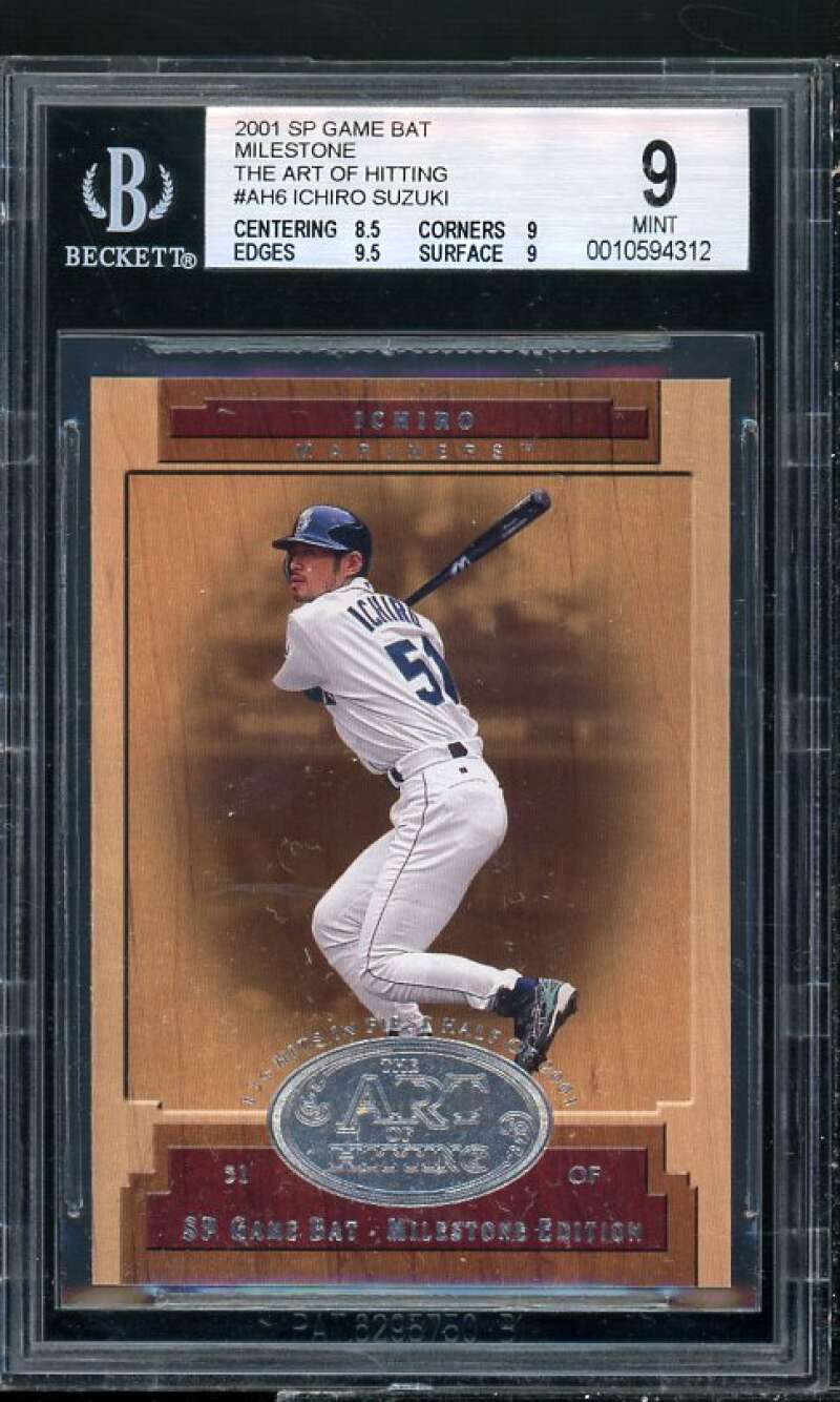 Ichiro Suzuki Rookie Card 2001 SP Game Bat Milestone Art Of Hitting #6 BGS 9 Image 1