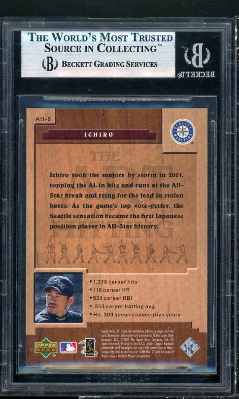 Ichiro Suzuki Rookie Card 2001 SP Game Bat Milestone Art Of Hitting #6 BGS 9 Image 2