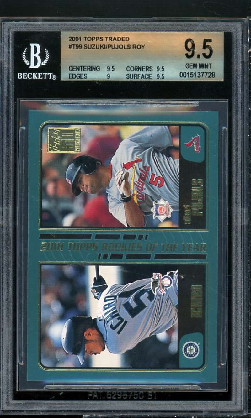 Ichiro Suzuki / Albert Pujols Rookie Card 2001 Topps Traded #t99 BGS 9.5 Image 1