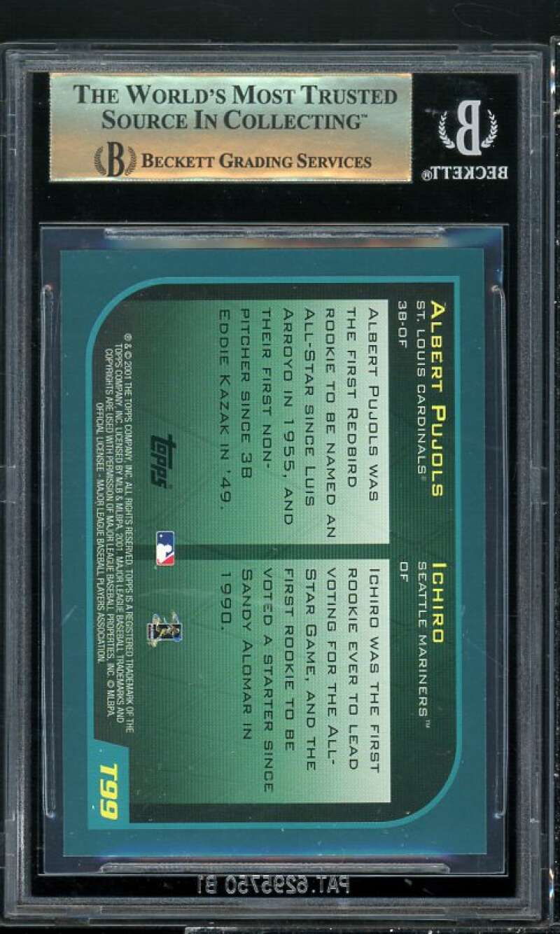 Ichiro Suzuki / Albert Pujols Rookie Card 2001 Topps Traded #t99 BGS 9.5 Image 2