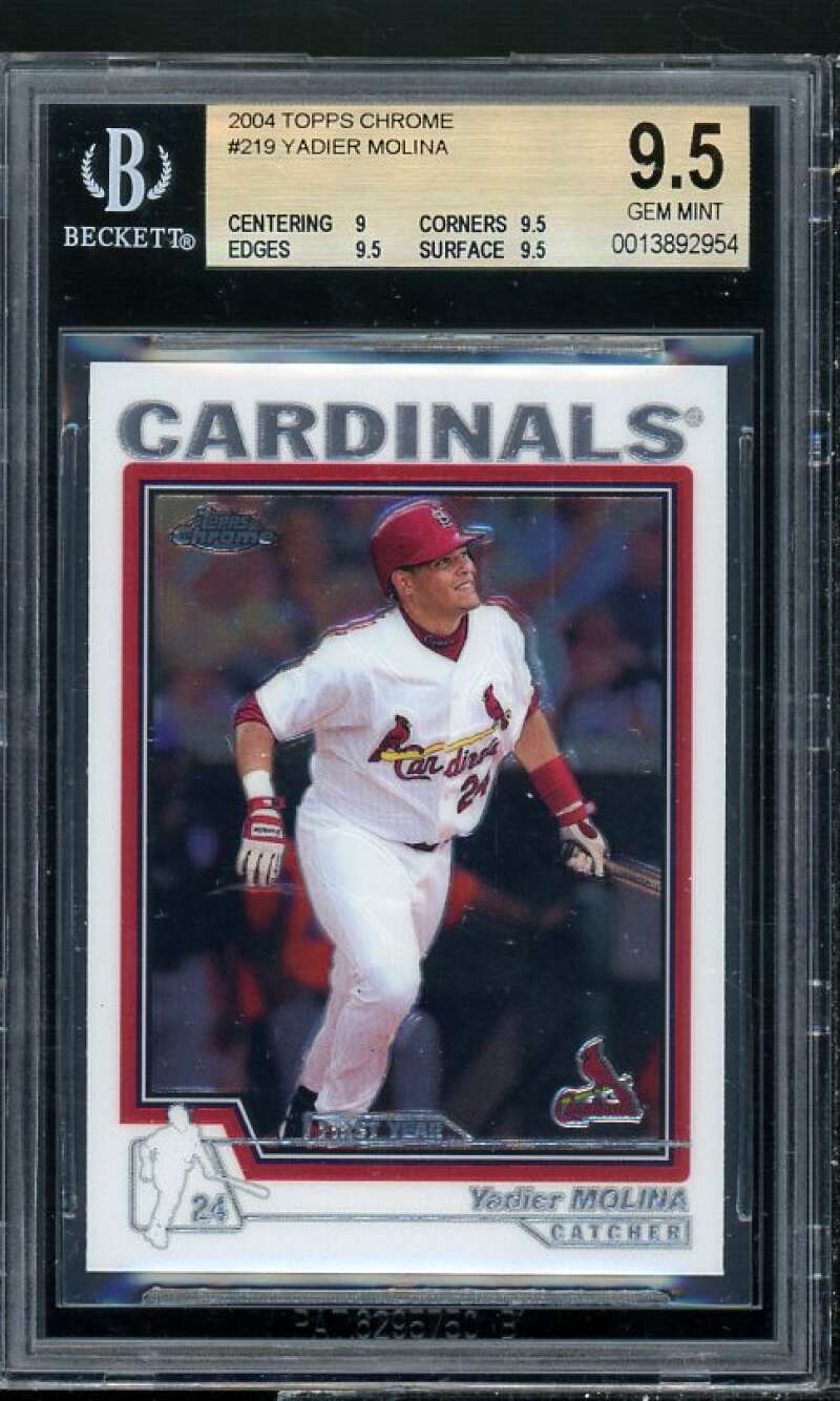 Yadier Molina Rookie Card 2004 Topps Chrome #219 BGS 9.5 (9 9.5 9.5 9.5) Image 1