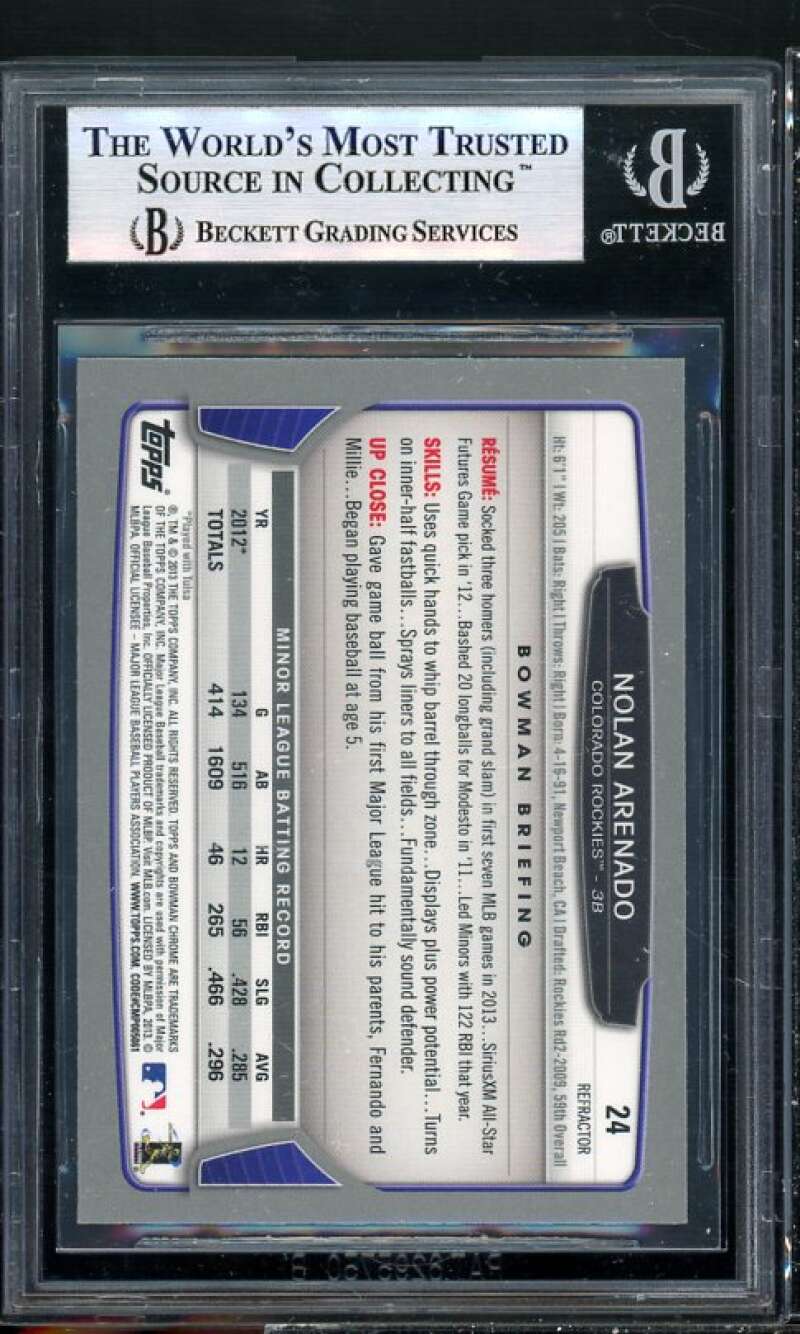 Nolan Arenado Rookie 2013 Bowman Chrome Green Refractor #24 BGS 8.5 (8 10 9 9.5) Image 2