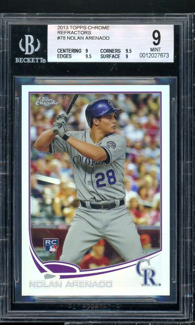 Nolan Arenado Rookie Card 2013 Topps Chrome Refractors #78 BGS 9 (9 9.5 9.5 9) Image 1