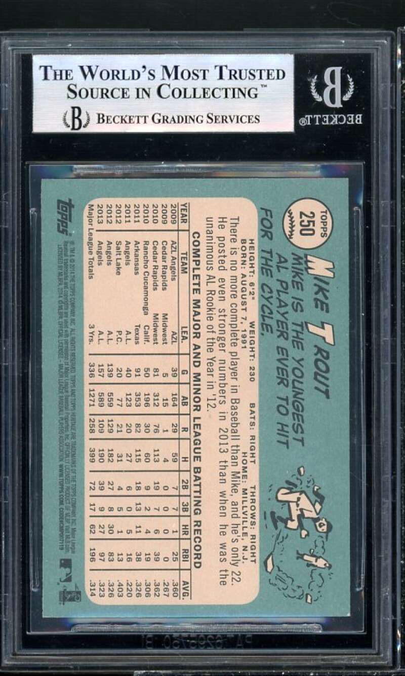 Mike Trout Card 2014 Topps Heritage #250a BGS 9 (9 8.5 9.5 9.5) Image 2