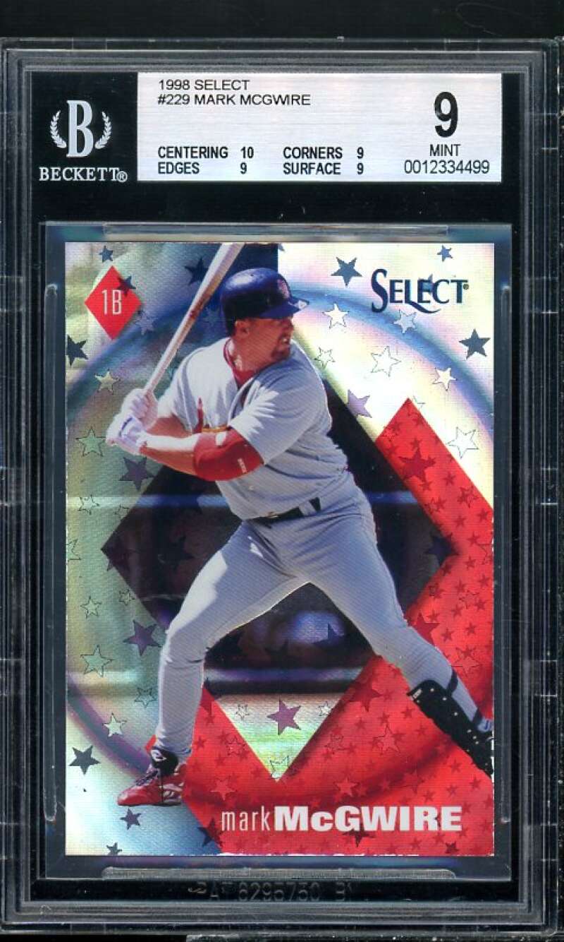 Mark McGwire Card 1998 Select Rare Bankruptcy issue #229 BGS 9 (10 9 9 9) Image 1