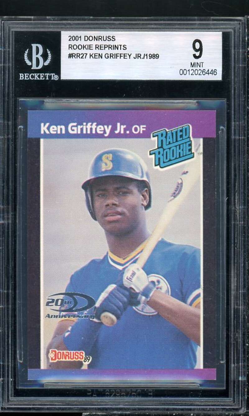 Ken Griffey./1989 Card 2001 Donruss Rookie Reprints #rr27 (POP 2) BGS 9 Image 1