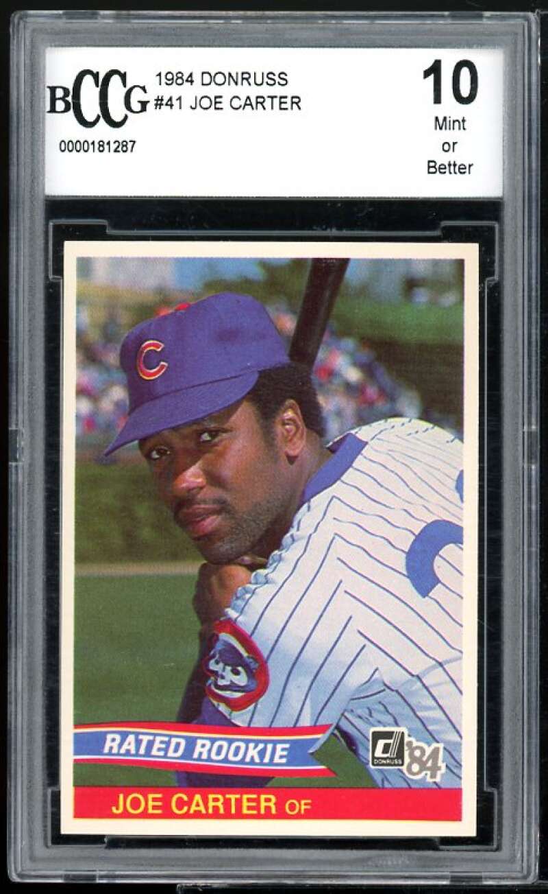 1984 Donruss #41 Joe Carter Rookie Card BGS BCCG 10 Mint+ Image 1