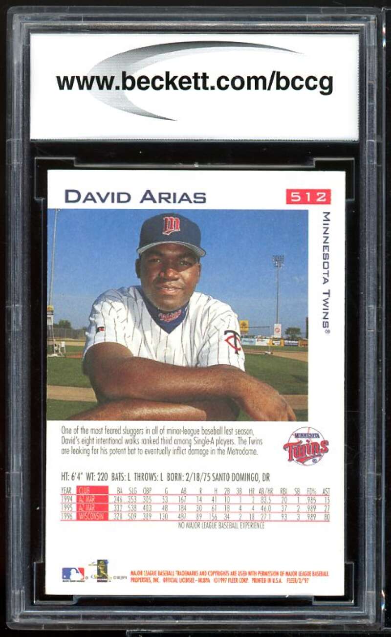 1997 Fleer #512 David Ortiz Rookie Card BGS BCCG 9 Near Mint+ Image 2