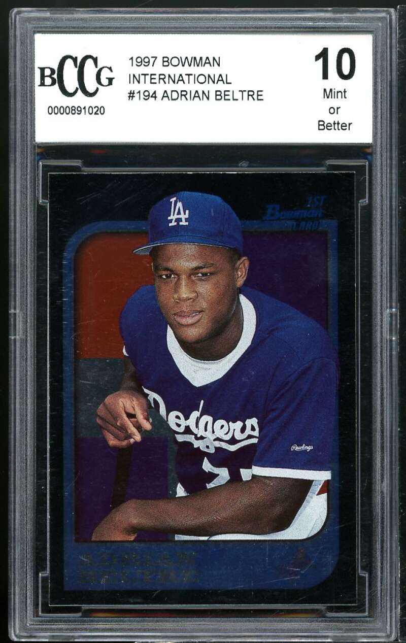 1997 Bowman International #194 Adrian Beltre Rookie Card BGS BCCG 10 Mint+ Image 1