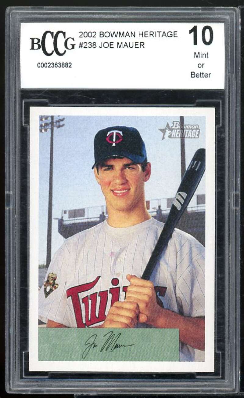 2002 Bowman Heritage #238 Joe Mauer Rookie Card BGS BCCG 10 Mint+ Image 1