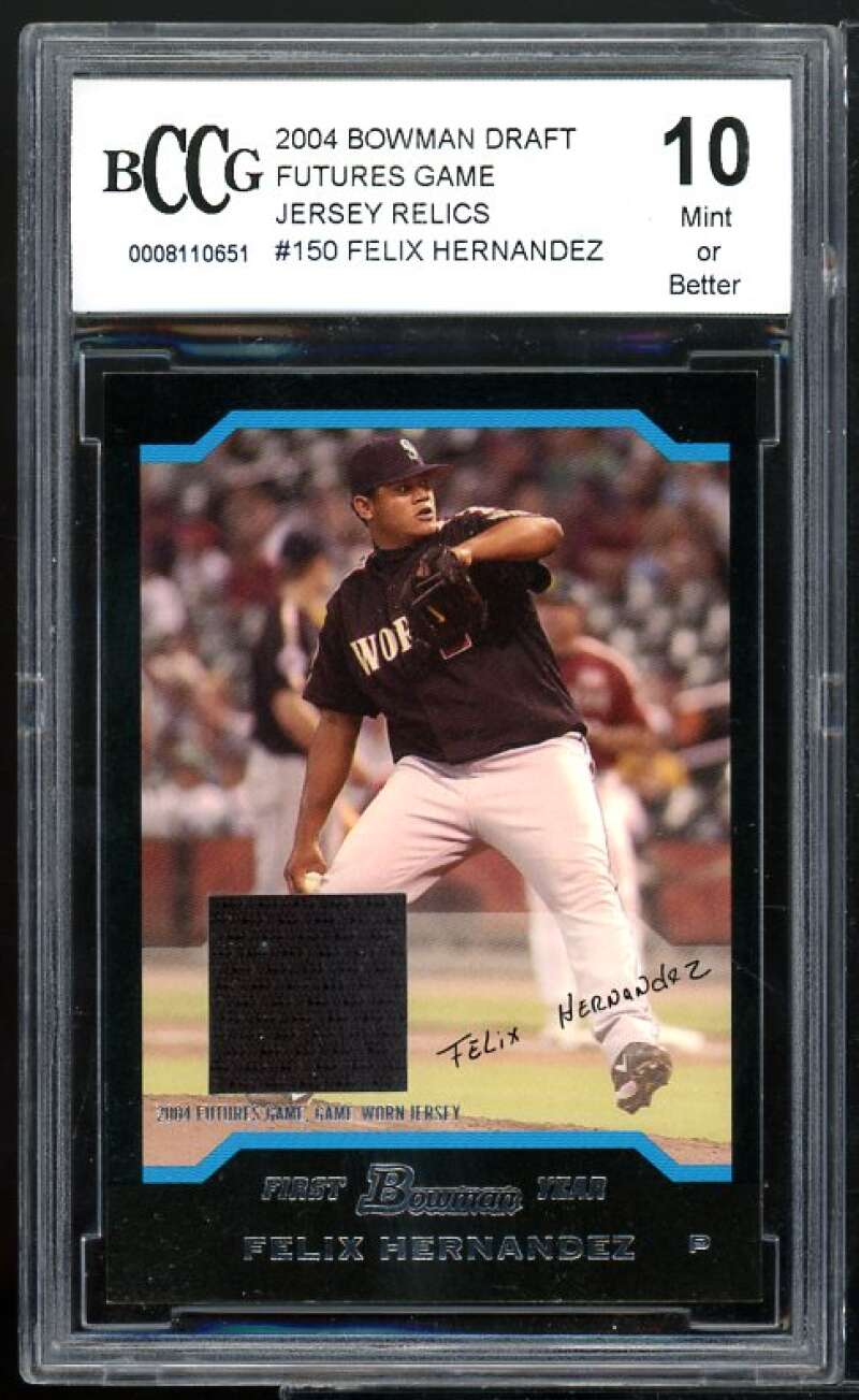 2004 Bowman Draft Game Jersey Relics #BDP150 Felix Hernandez Rookie BGS BCCG 10 Image 1