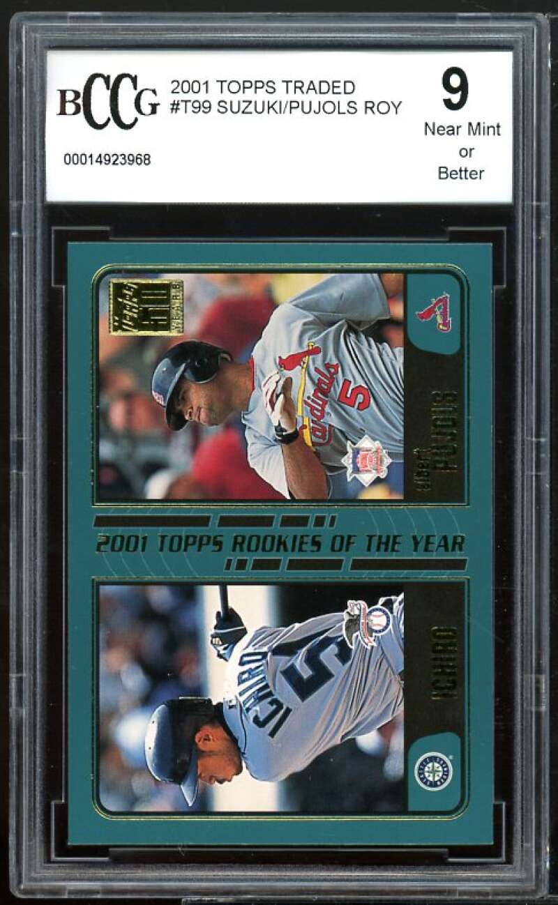 2001 Topps Traded #T99 Ichiro Suzuki/Albert Pujols Rookie BGS BCCG 9 Near Mint+ Image 1