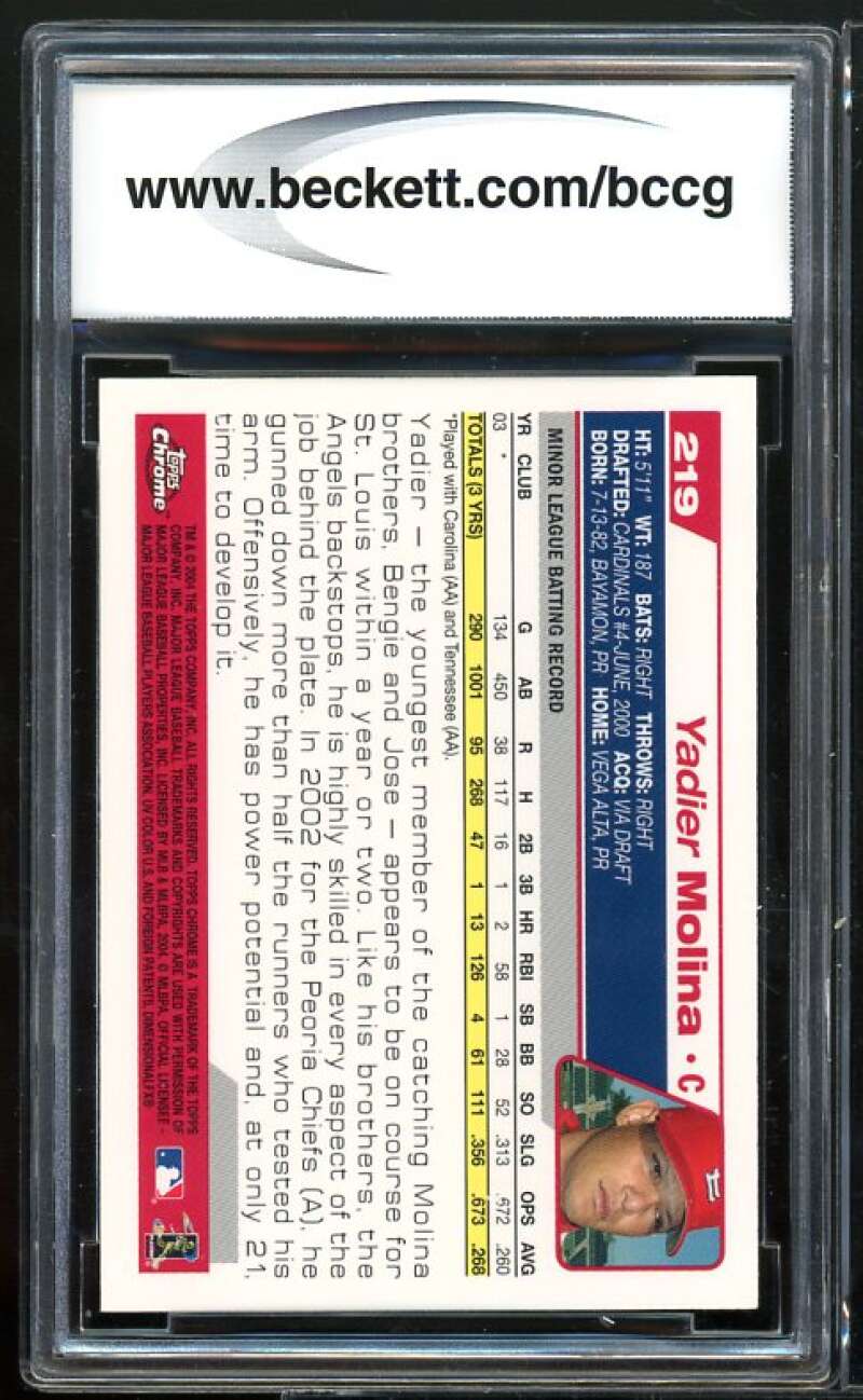 2004 Topps Chrome #219 Yadier Molina Rookie Card BGS BCCG 9 Near Mint+ Image 2