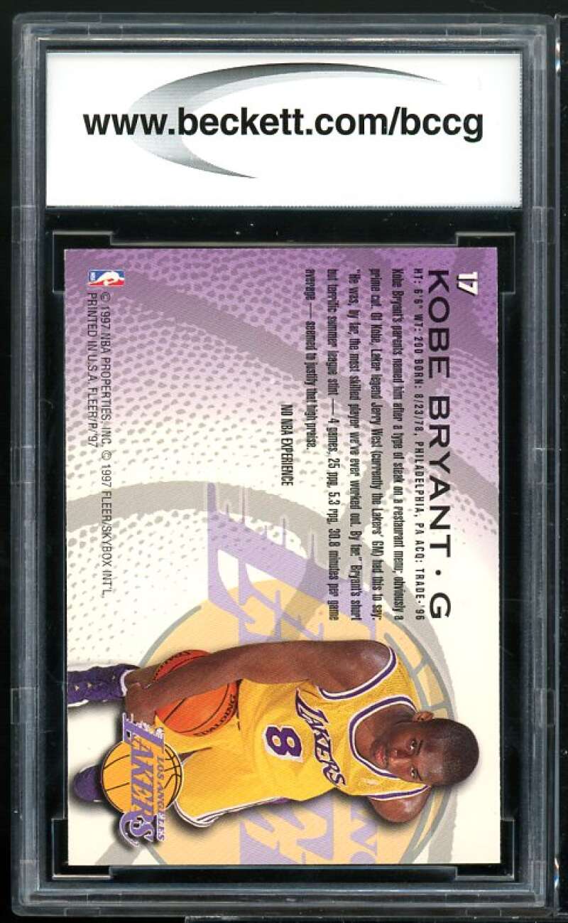 1996-97 Fleer Sprite #17 Kobe Bryant Rookie Card BGS BCCG 9 Near Mint+ Image 2