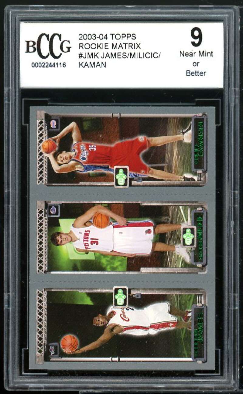 2003-04 Topps Rookie Matrix #JMK Lebron James Rookie Card BGS BCCG 9 Near Mint+ Image 1