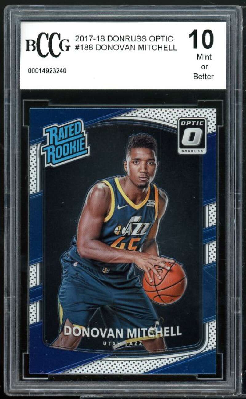 2017-18 Donruss Optic #188 Donovan Mitchell Rookie Card BGS BCCG 10 Mint+ Image 1