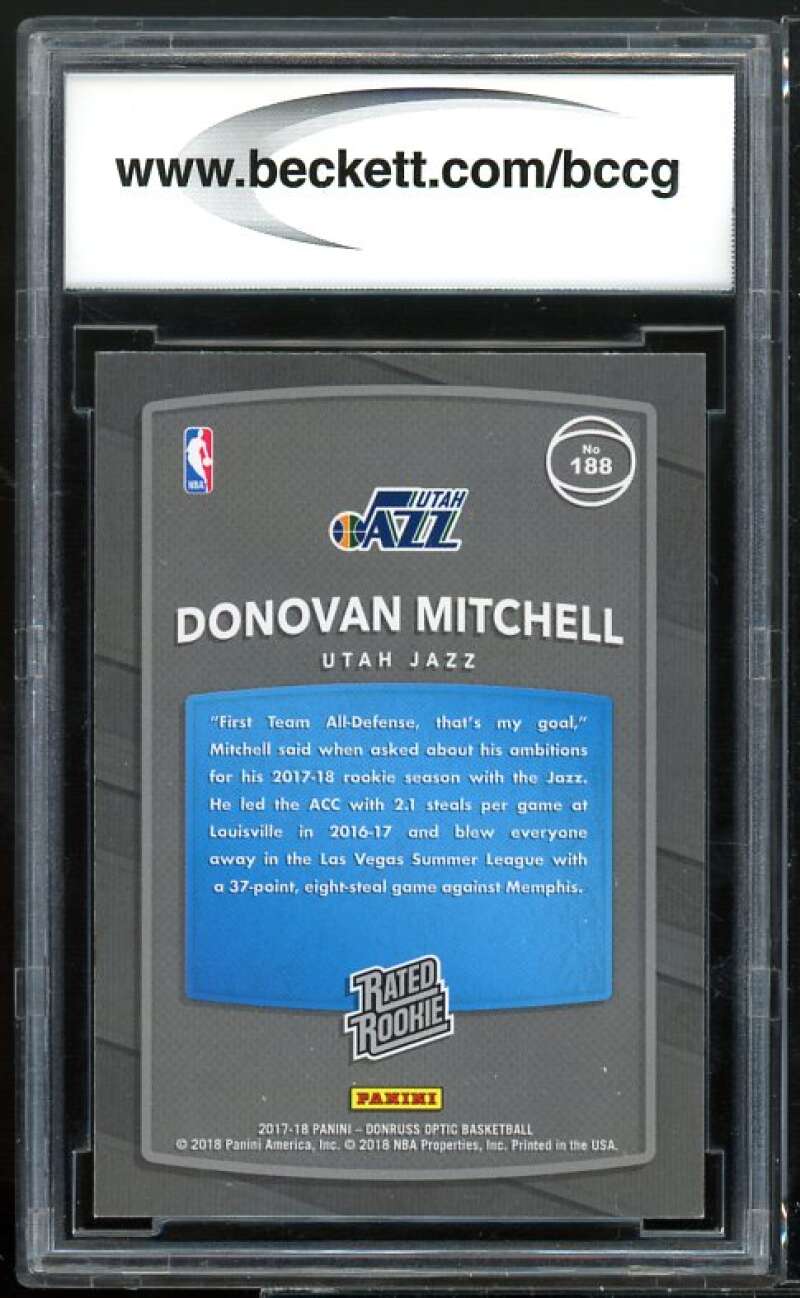 2017-18 Donruss Optic #188 Donovan Mitchell Rookie Card BGS BCCG 10 Mint+ Image 2