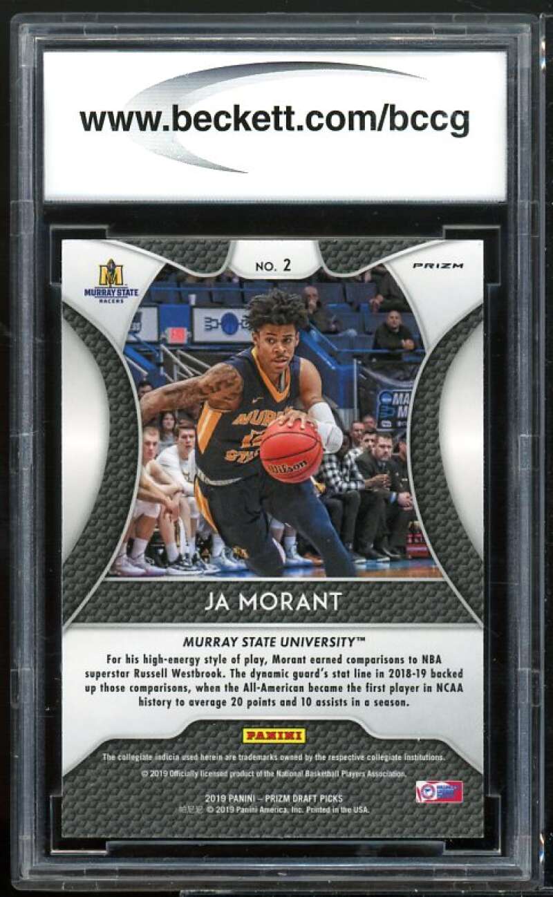 2019-20 Panini Prizm DP Prizms Silver #2 Ja Morant Rookie BGS BCCG 9 Near Mint+ Image 2