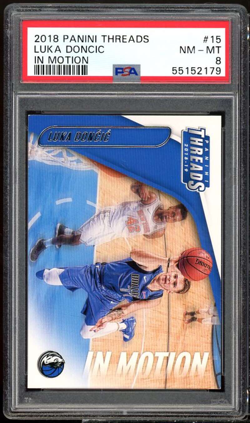 Luka Doncic Rookie Card 2018-19 Panini Threads In Motion #15 PSA 8 Image 1