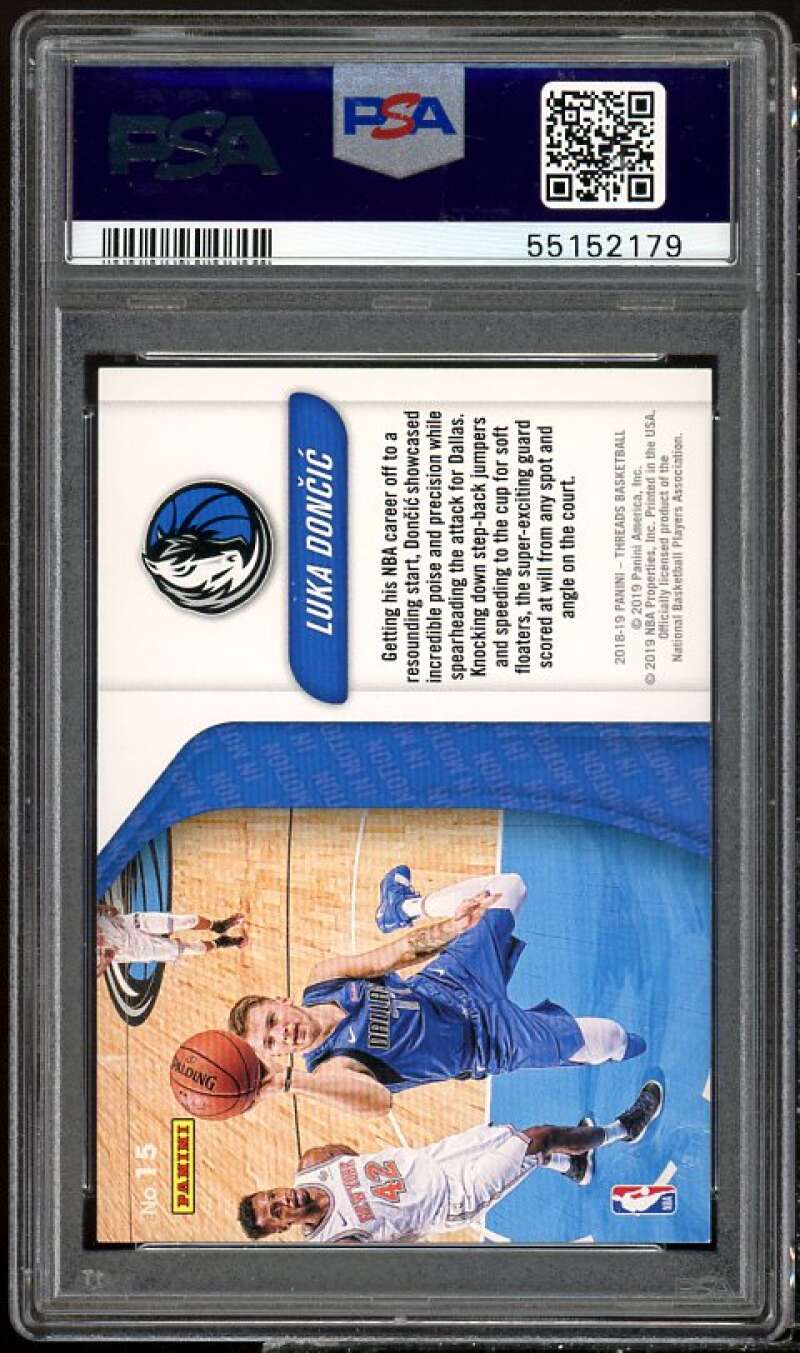 Luka Doncic Rookie Card 2018-19 Panini Threads In Motion #15 PSA 8 Image 2