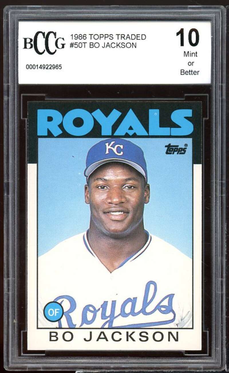 1986 Topps Traded #50T Bo Jackson Rookie Card BGS BCCG 10 Mint+ Image 1