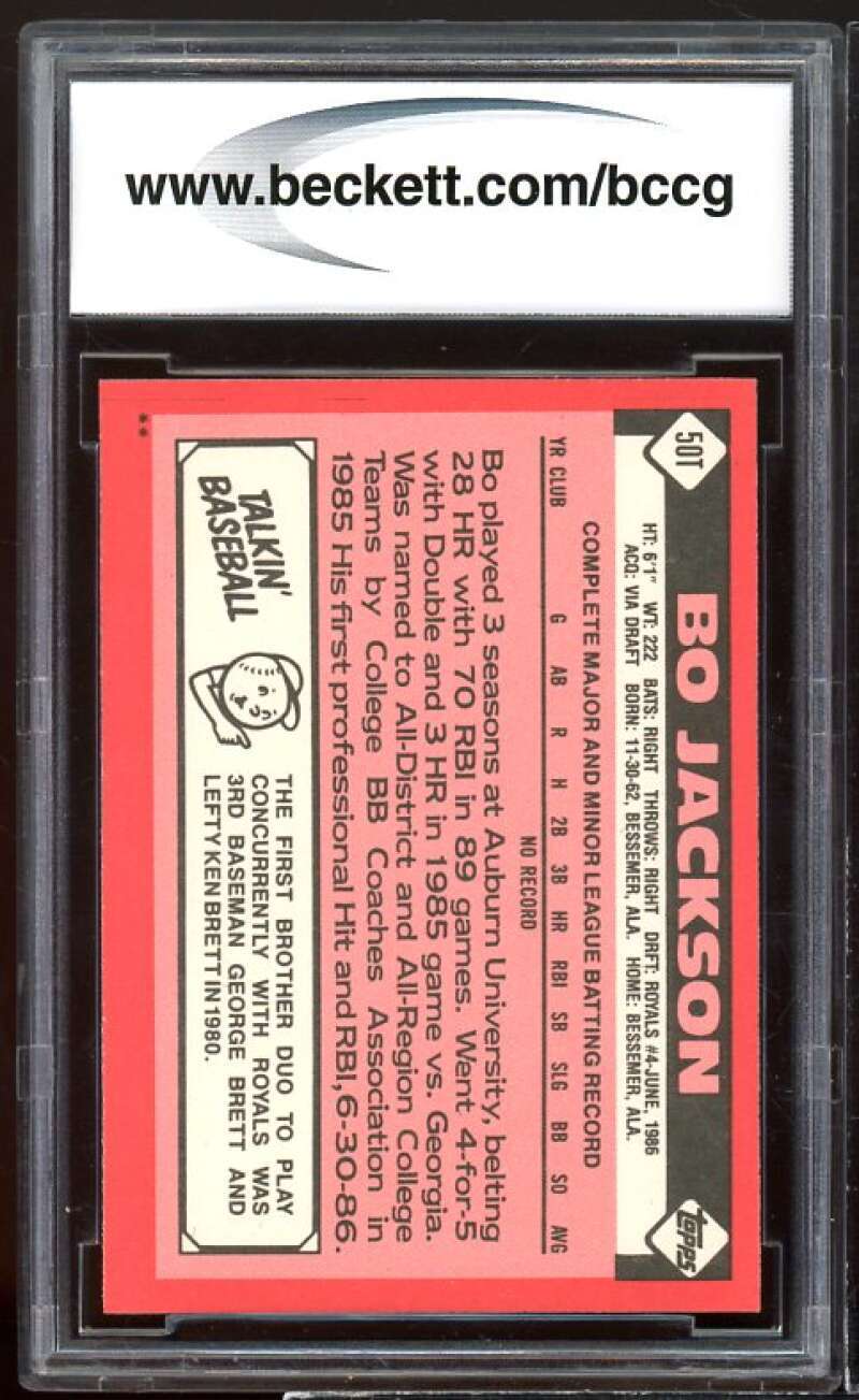 1986 Topps Traded #50T Bo Jackson Rookie Card BGS BCCG 10 Mint+ Image 2