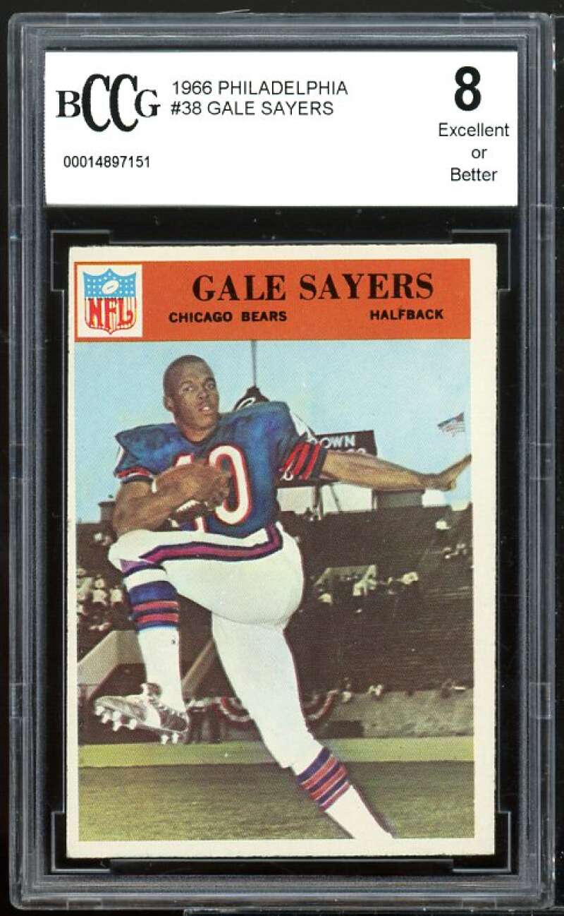 1966 Philadelphia #38 Gale Sayers Rookie Card BGS BCCG 8 Excellent+ Image 1