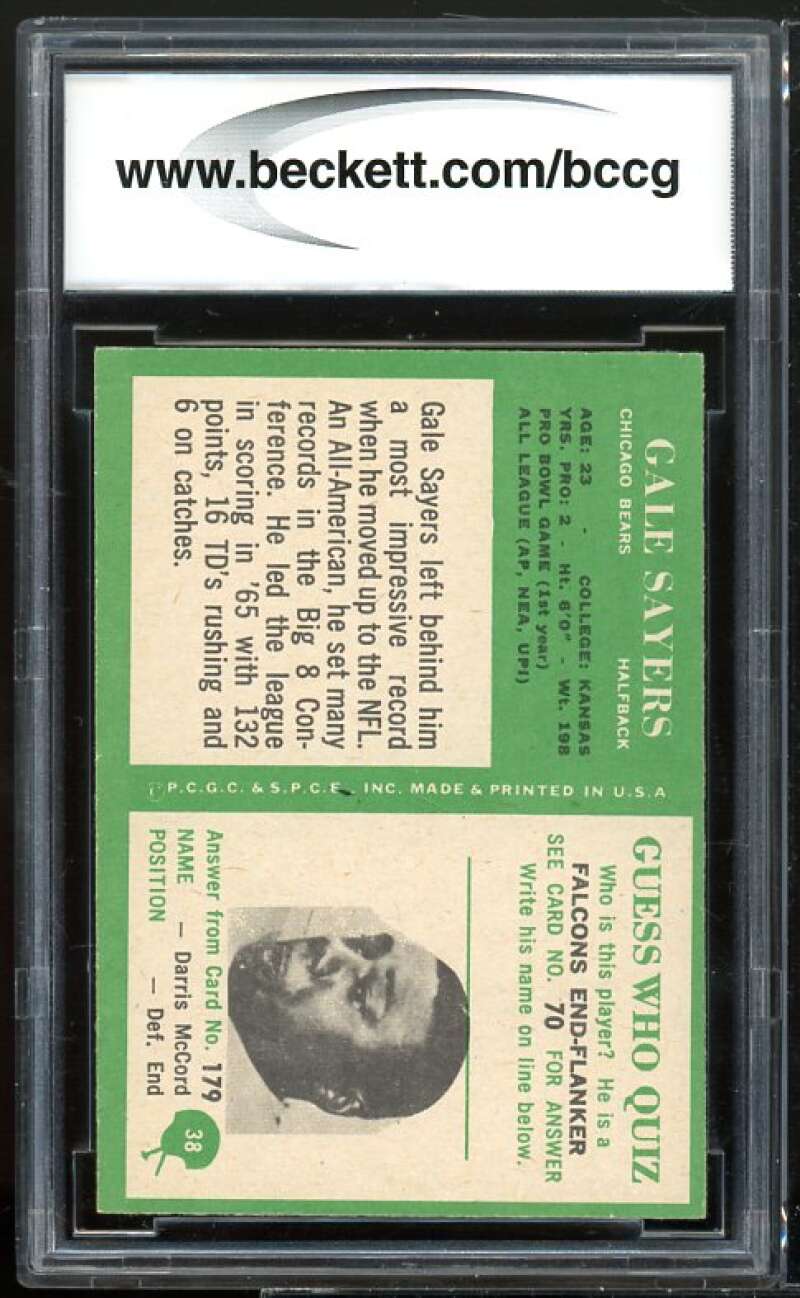 1966 Philadelphia #38 Gale Sayers Rookie Card BGS BCCG 8 Excellent+ Image 2