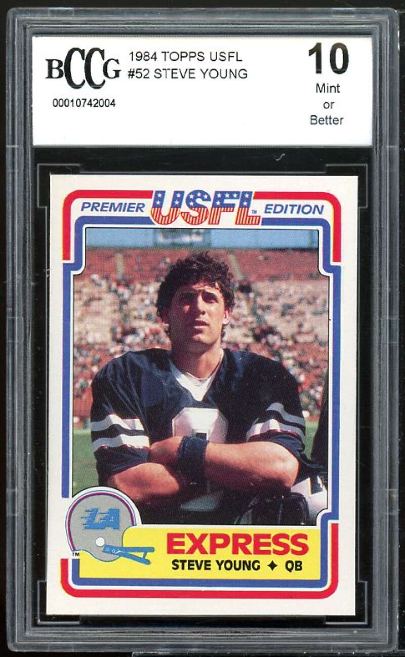 1984 Topps USFL #52 Steve Young Rookie Card BGS BCCG 10 Mint+ Image 1