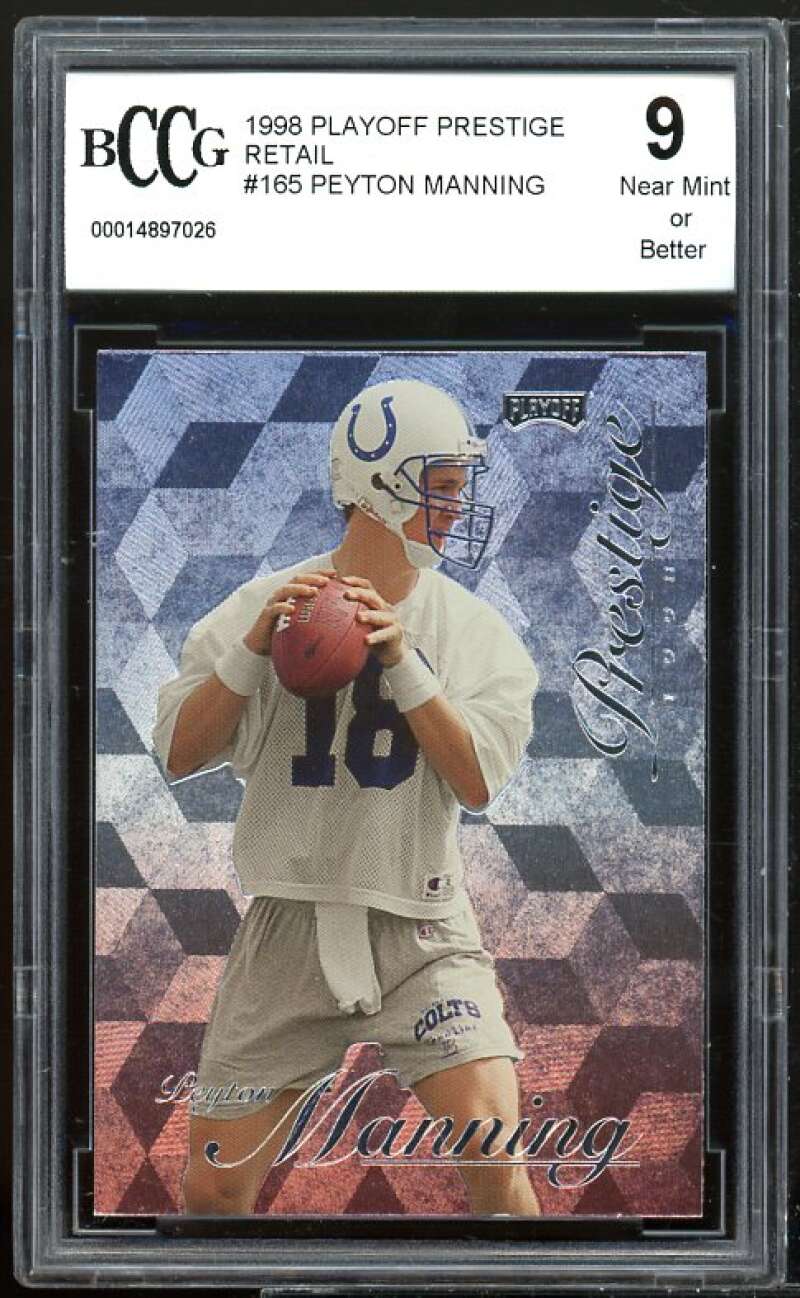 1998 Playoff Prestige Retail #165 Peyton Manning Rookie BGS BCCG 9 Near Mint+ Image 1