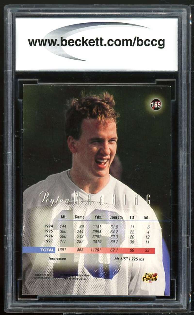 1998 Playoff Prestige Retail #165 Peyton Manning Rookie BGS BCCG 9 Near Mint+ Image 2