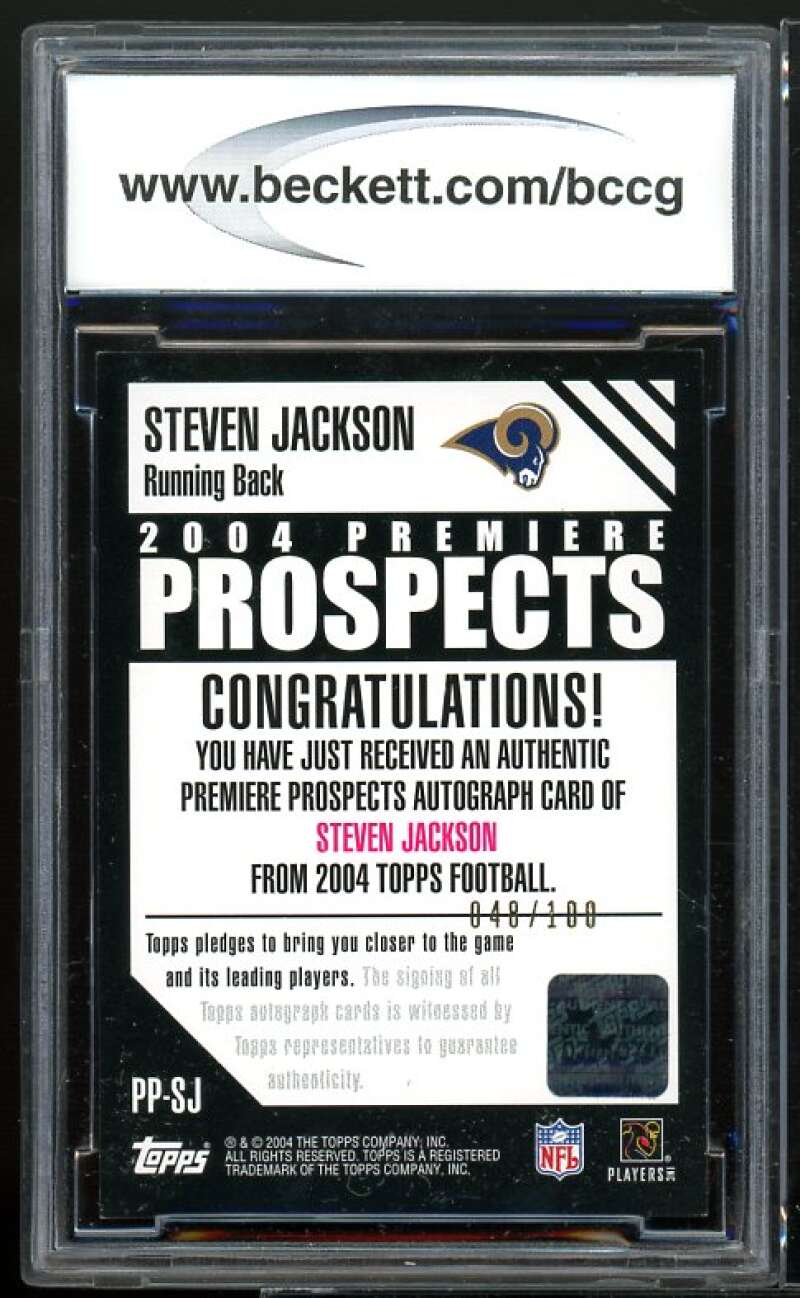 2004 Topps Premiere Prospects Auto #PPSJ Steven Jackson Rookie BGS BCCG 10 Mint+ Image 2