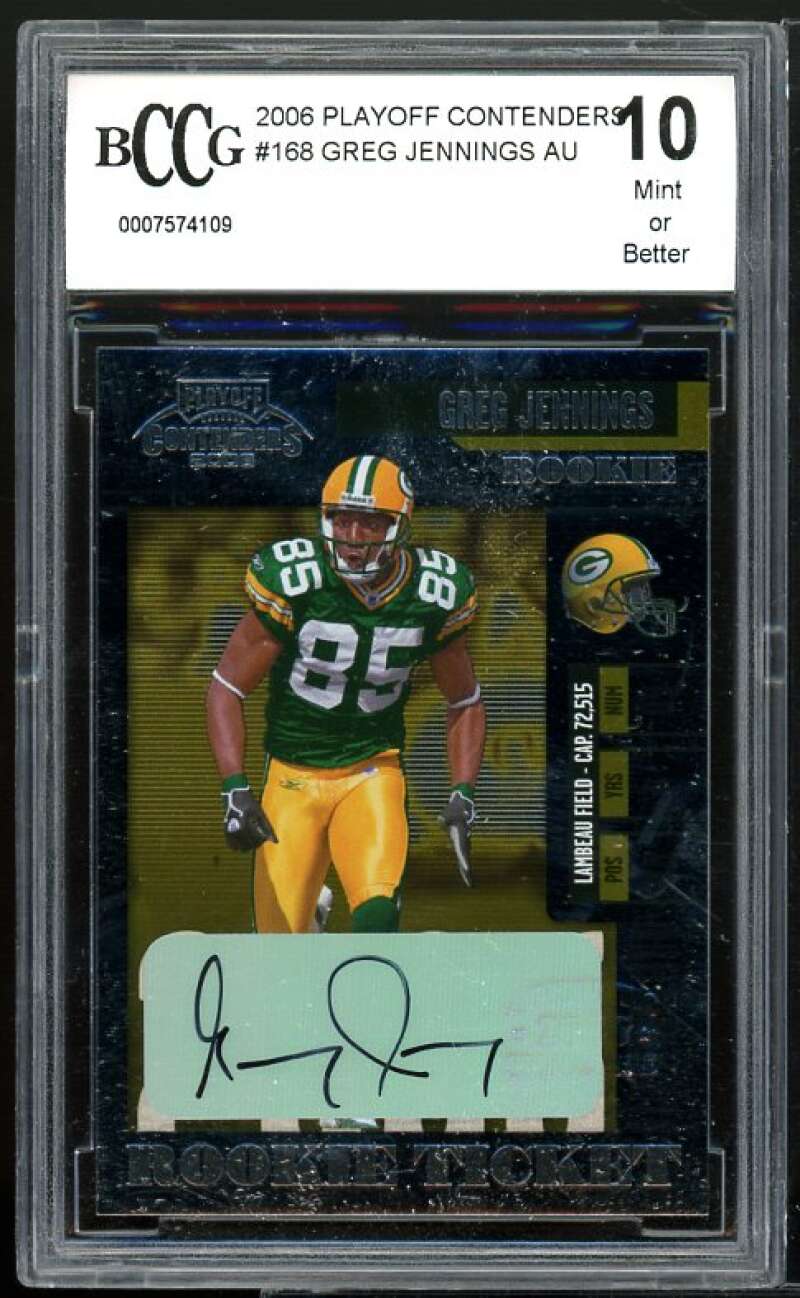 2006 Playoff Contenders #168 Greg Jennings Auto Rookie Card BGS BCCG 10 Mint+ Image 1