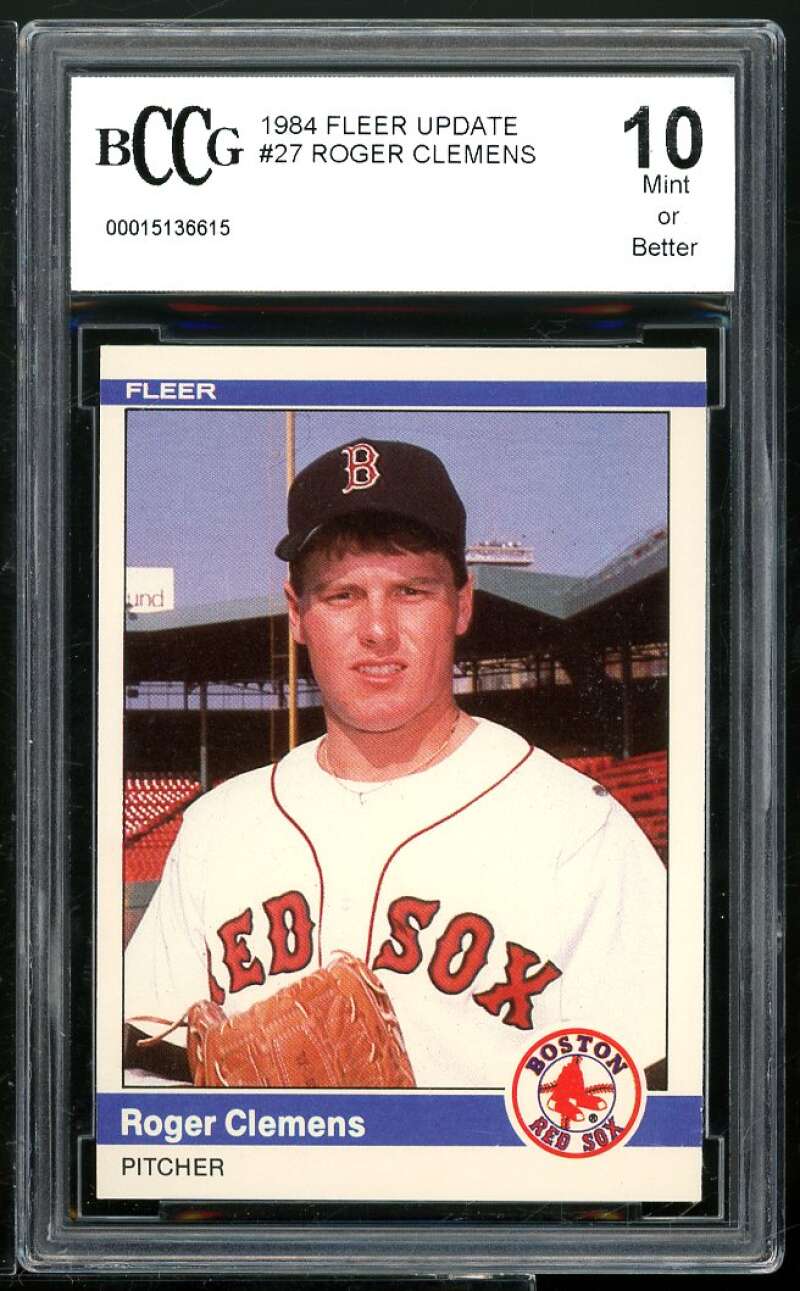 1984 Fleer Update #U-27 Roger Clemens Rookie Card Card BGS BCCG 10 Mint+ Image 1