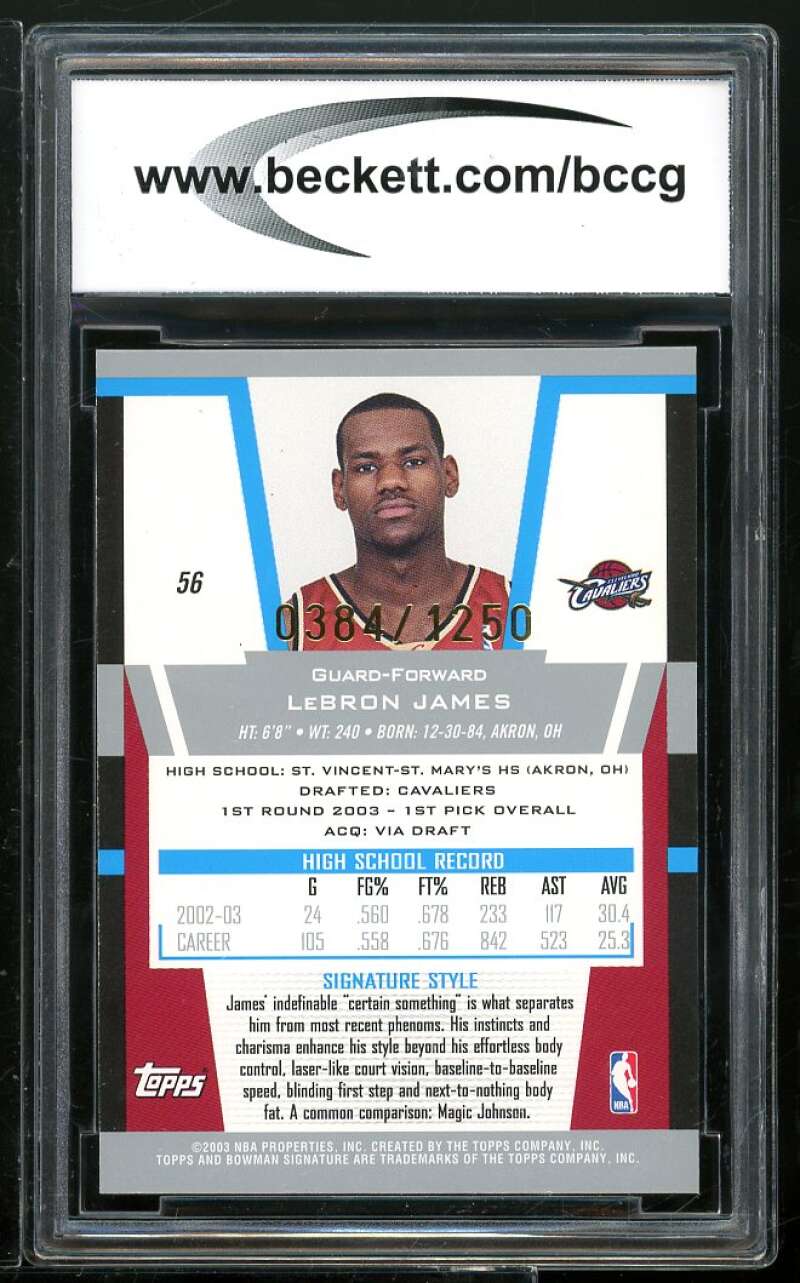 2003-04 Bowman Signature Edition #56 Lebron James Rookie Card BGS BCCG 10 Mint+ Image 2