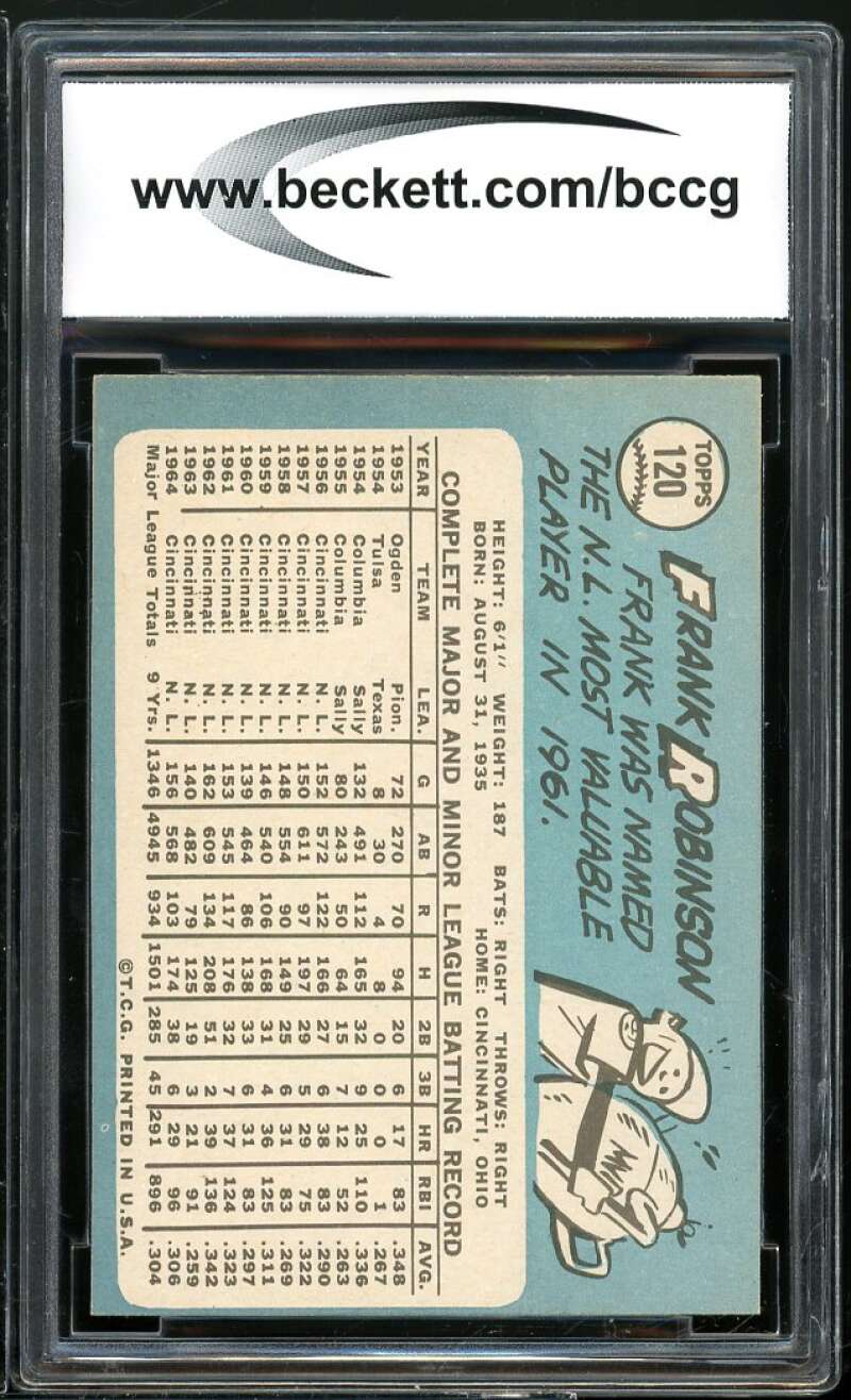 1965 Topps #120 Frank Robinson Card BGS BCCG 9 Near Mint+ Image 2