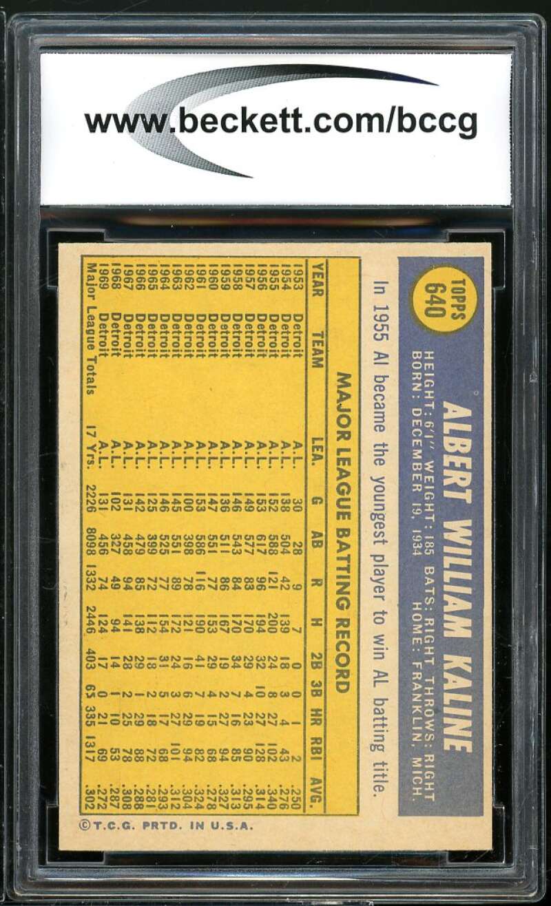 1970 Topps #640 Al Kaline Card BGS BCCG 9 Near Mint+ Image 2