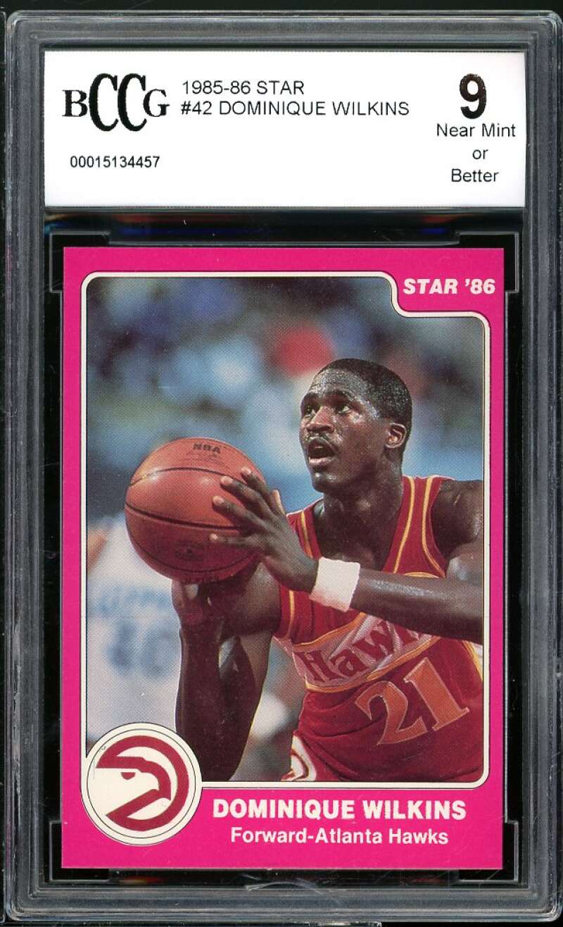 1985-86 Star #42 Dominique Wilkins Card BGS BCCG 9 Near Mint+ Image 1