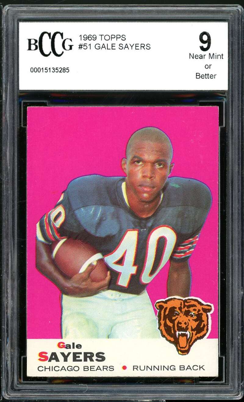 1969 Topps #51 Gale Sayers Card BGS BCCG 9 Near Mint+ Image 1