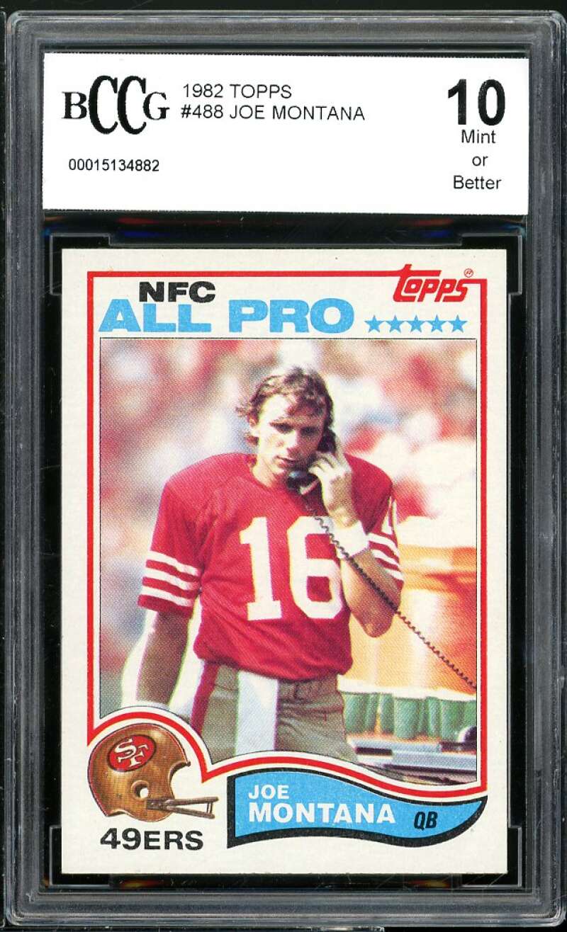 1982 Topps #488 Joe Montana Card BGS BCCG 10 Mint+ Image 1