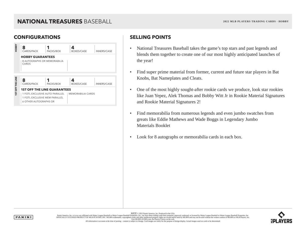 2022 Panini National Treasures Baseball Hobby Box Image 6