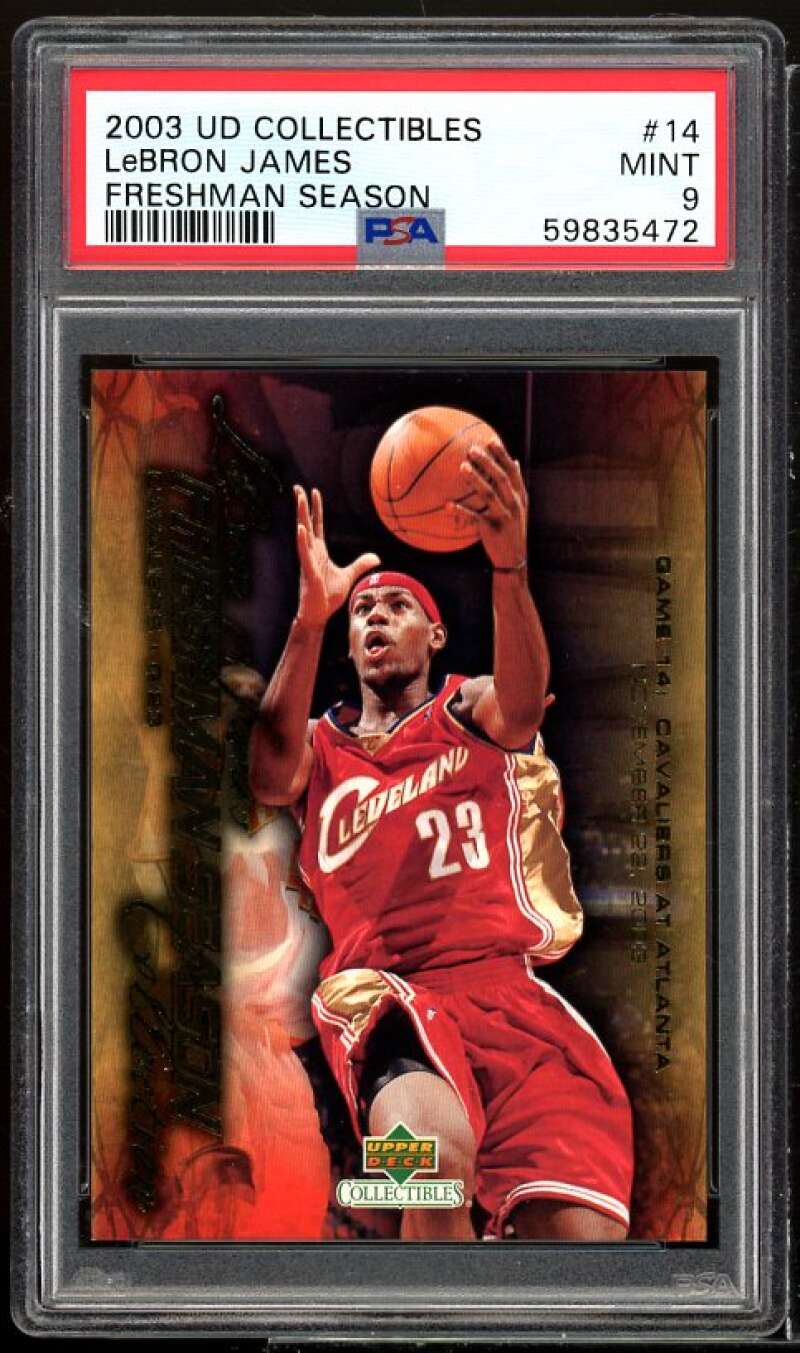 Lebron James Rookie Card 2003 UD Collectibles Freshman Season #14 PSA 9 Image 1