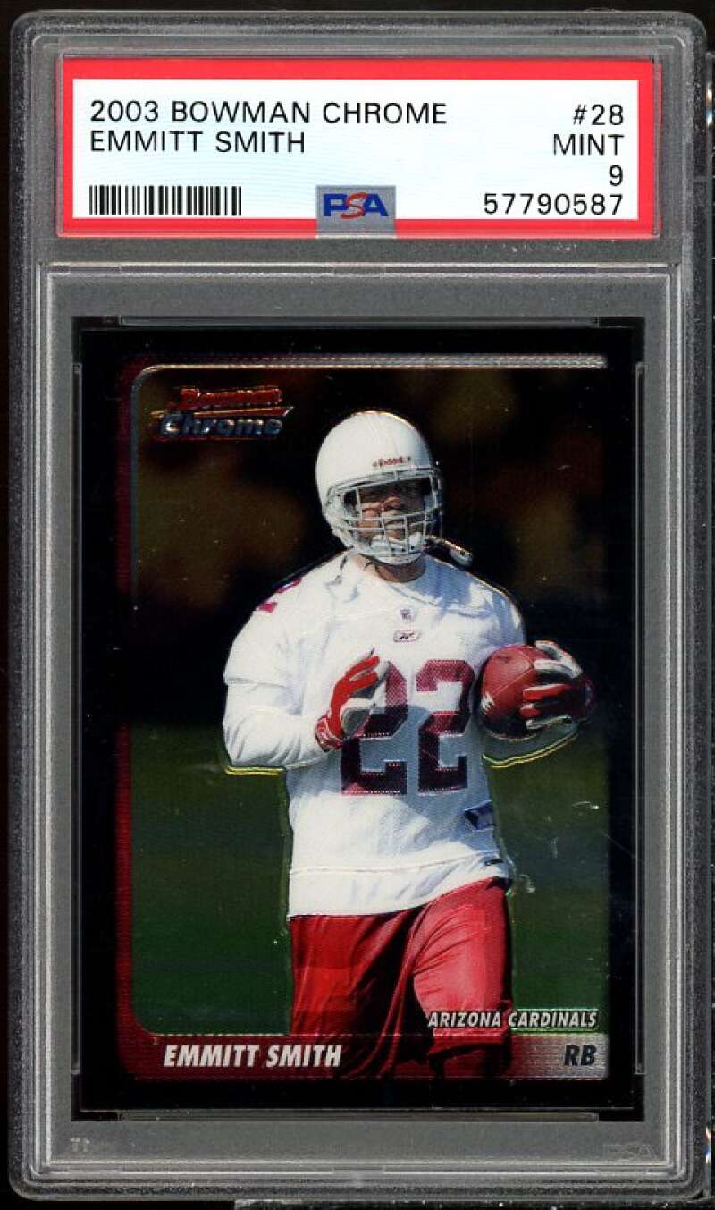 Emmitt Smith Card 2003 Bowman Chrome #28 PSA 9 Image 1