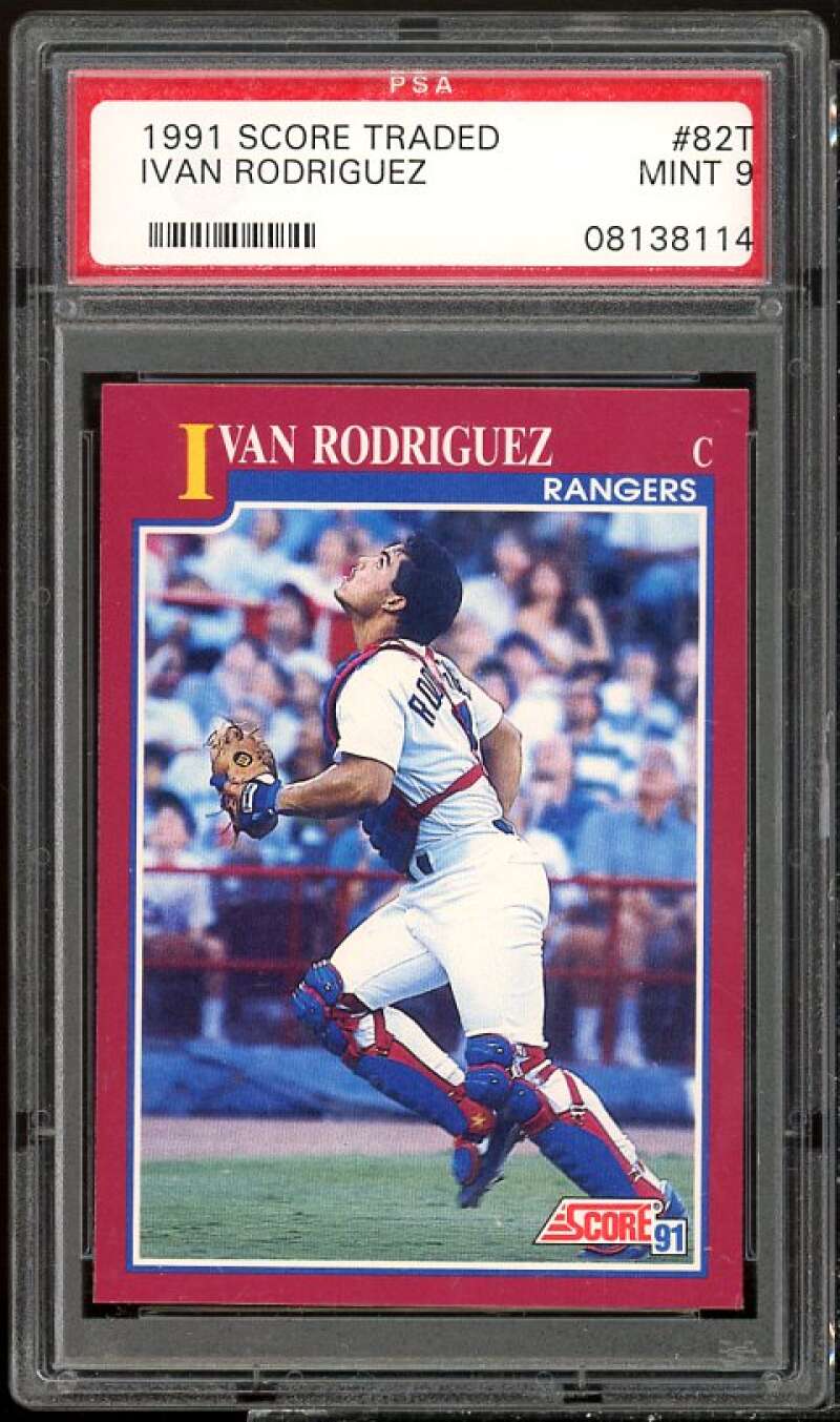 Ivan Rodriguez Rookie Card 1991 Score Traded #82T PSA 9 Image 1