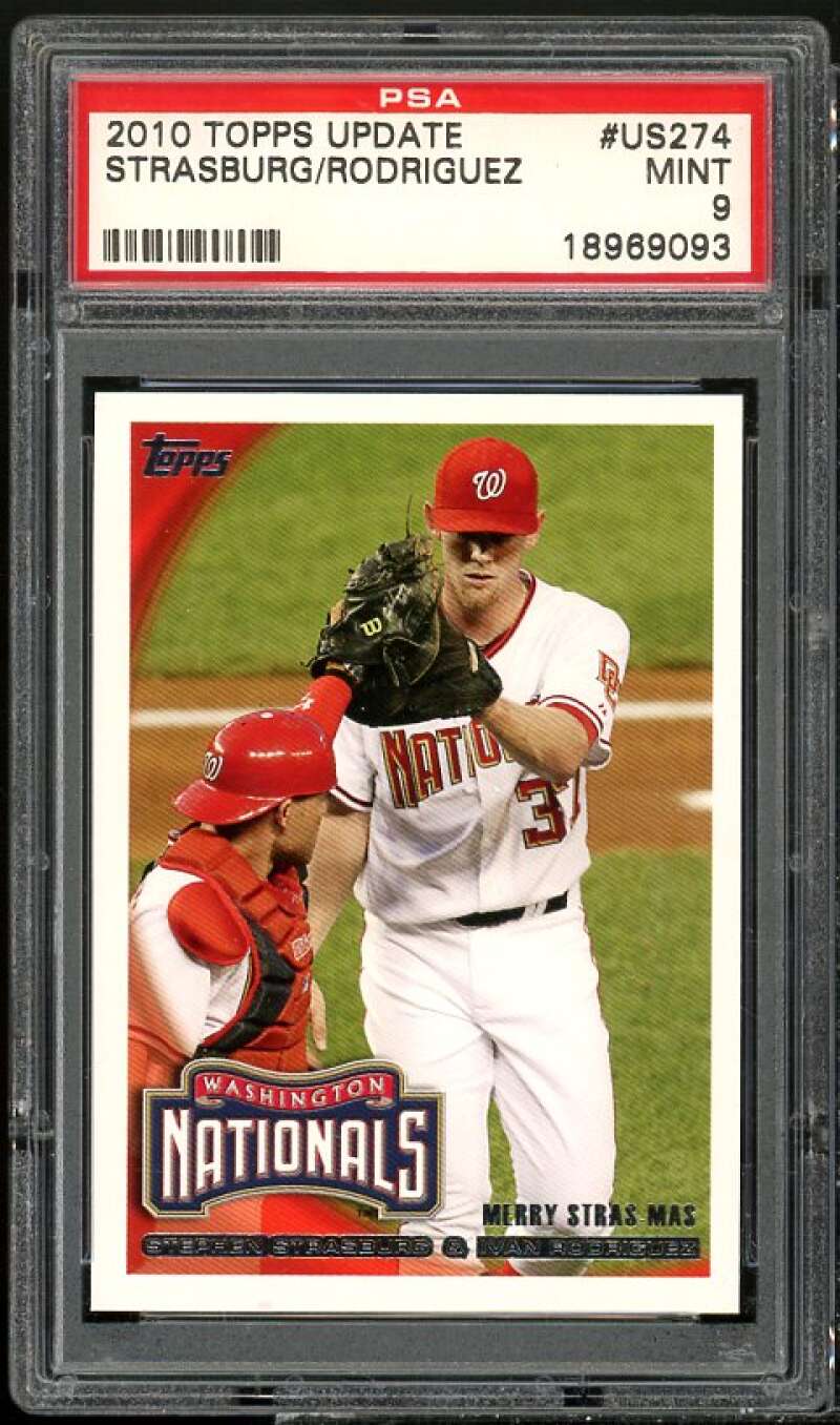 Stephen Strasburg/Ivan Rodriguez Rookie Card 2010 Topps Update #US-274 PSA 9 Image 1