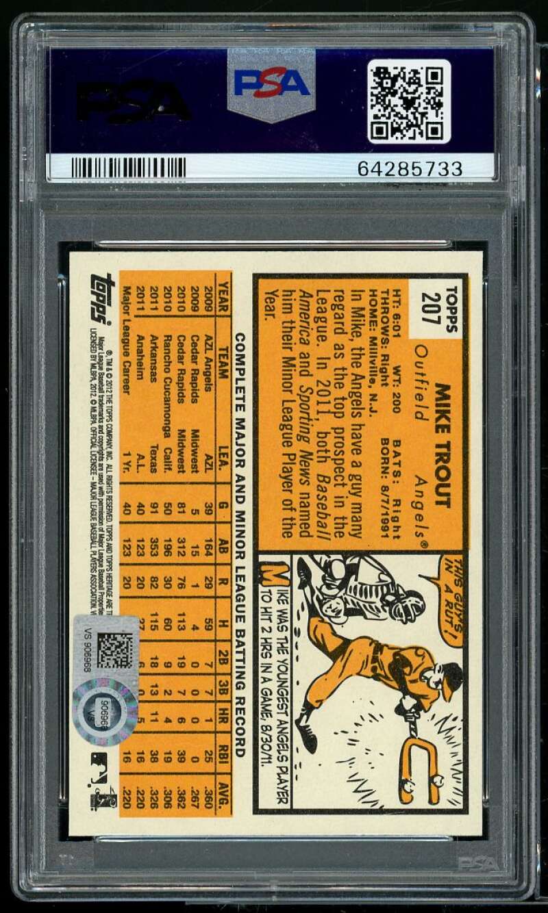 Mike Trout Card 2012 Topps Heritage #207 PSA 9 PSA/DNA Certified Autograph 10 Image 2