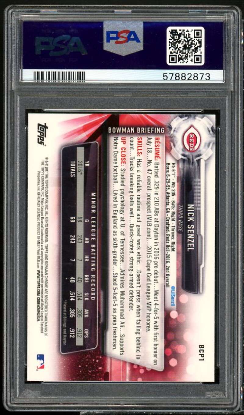 Nick Senzel Rookie Card 2017 Bowman Chrome Prospects #BCP1 PSA 9 Image 2