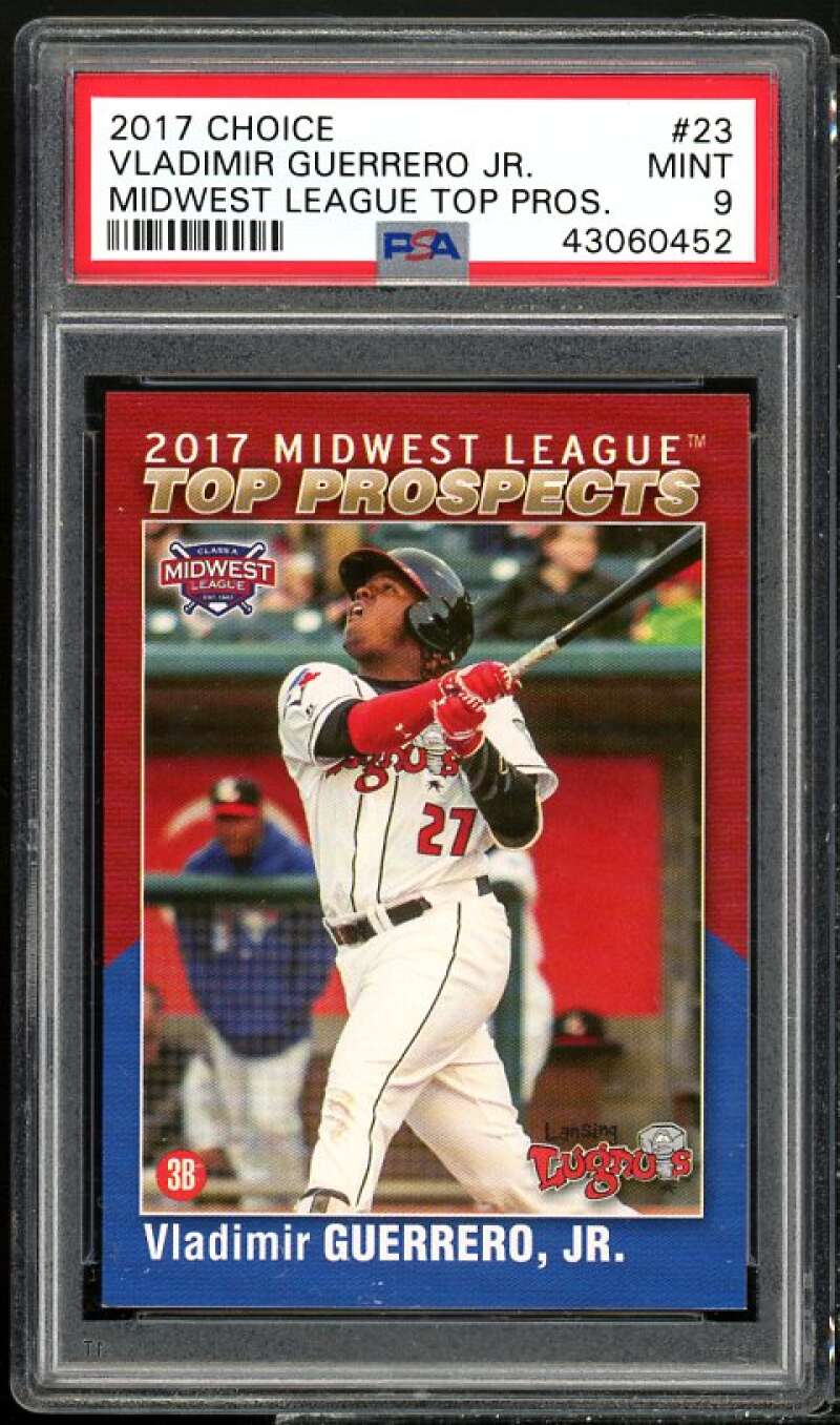 Vladimir Guerrero Jr. Rookie 2017 Choice Midwest League Top Prospects #23 PSA 9 Image 1